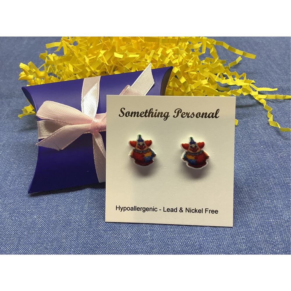 Roly Poly Clown -Toy Store Inspired Post Earrings -- Gift Boxed - Chibi Cute